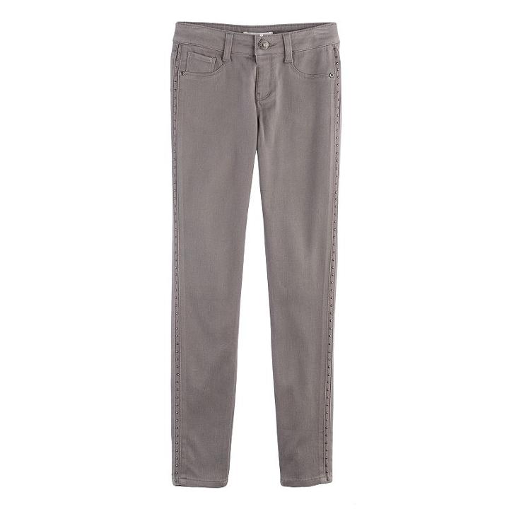 Girls 7-16 & Plus Size Mudd&reg; Studded Side Jeggings, Size: 10, Grey Other