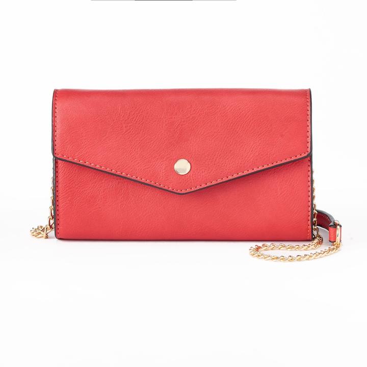 Deluxity Alina Crossbody Flap Envelope Clutch, Women's, Red