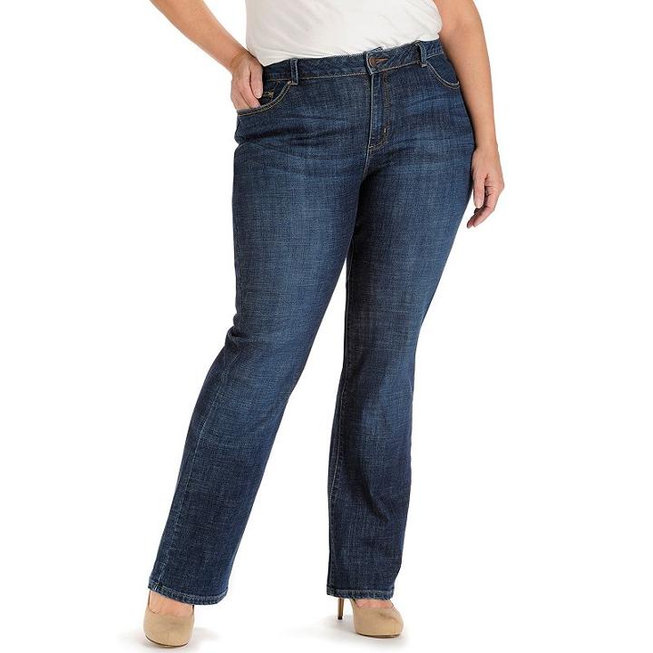Plus Size Lee Curvy Bootcut Jeans, Women's, Size: 16w Short, Dark Blue
