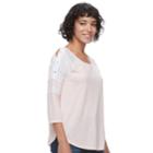 Juniors' So&reg; Lace-up Raglan Tee, Teens, Size: Xs, Light Pink