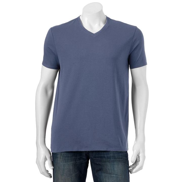 Men's Apt. 9 Solid V-neck Tee, Size: Large, Dark Blue