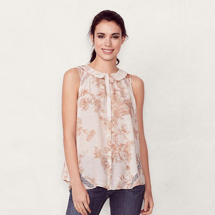 Women's Lc Lauren Conrad Lace Blouse, Size: Xs, Light Pink