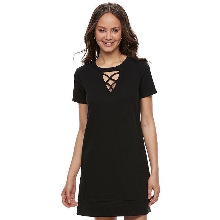 Juniors' Love, Fire Strappy Sweatshirt Dress, Teens, Size: Xs, Black