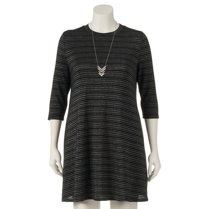 Juniors' Plus Size Heartsoul Striped Swing Dress, Girl's, Size: 3xl, Black