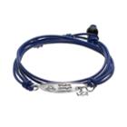All Wrapped Up Sterling Silver & Leather Wisdom, Strength, Courgage Wrap Bracelet, Women's, Blue