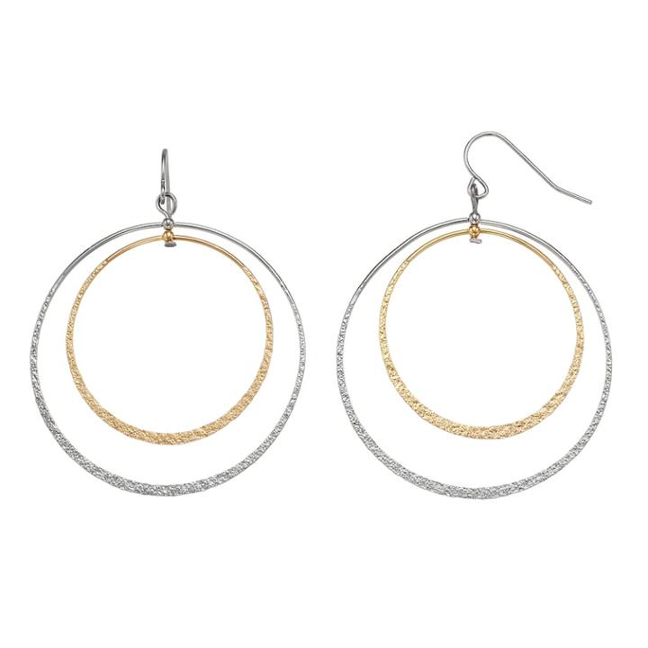 Two Tone Nickel Free Double Hoop Earrings, Women's, Multicolor