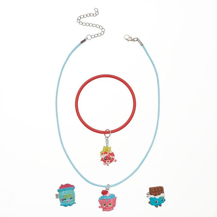 Girls Shopkins Cupcake Chic, Lolli Poppings, Cheeky Chocolate & Jelly B. Necklace, Bracelet & Rings Set, Girl's, Multicolor