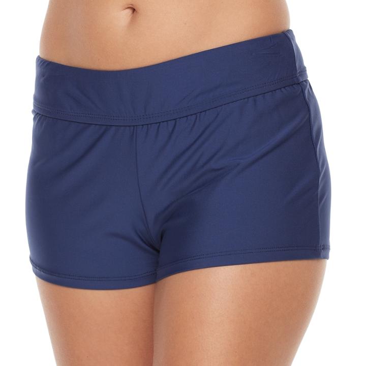 Women's N Solid Jump Start Thigh Minimizer Swim Shorts, Size: Medium, Blue (navy)