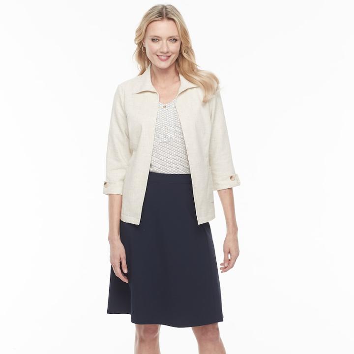 Women's Dana Buchman Open-front Soft Jacket, Size: 10, Natural