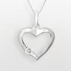 Sterling Silver Cubic Zirconia Openwork Heart Pendant, Women's, Size: 16, White
