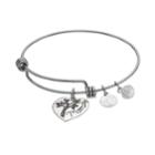 Love This Life Heart Of Our Family Marcasite Bangle Bracelet, Women's, Silver