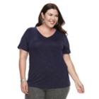 Plus Size Apt. 9&reg; Essential V-neck Tee, Women's, Size: 0x, Dark Blue