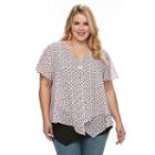 Plus Size Ab Studio Polka-dot Popover Top, Women's, Size: 1xl, Ovrfl Oth