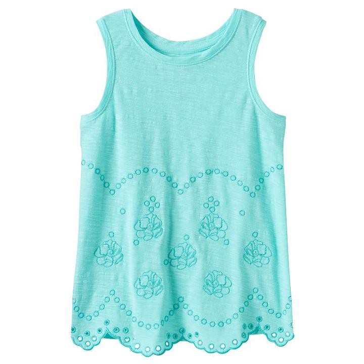 Girls 4-12 Sonoma Goods For Life&trade; Scalloped Embellished Tank Top, Girl's, Size: 5, Turquoise/blue (turq/aqua)