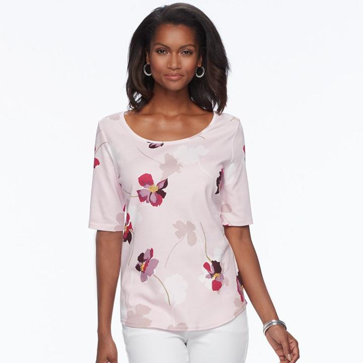Women's Croft & Barrow&reg; Essential Scoopneck Tee, Size: Xl, Med Pink