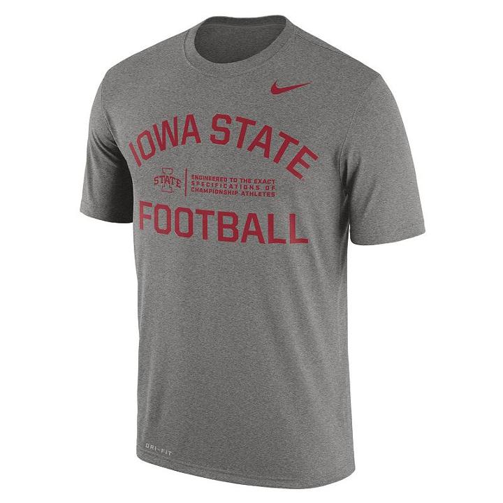 Men's Nike Iowa State Cyclones Dri-fit Legend Lift Tee, Size: Small, Med Grey