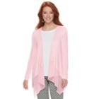 Women's Elle&trade; Mixed-media Flyaway Cardigan, Size: Xs, Brt Pink