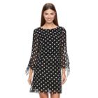 Women's Msk Chiffon Polka-dot Shift Dress, Size: Small, Grey (charcoal)