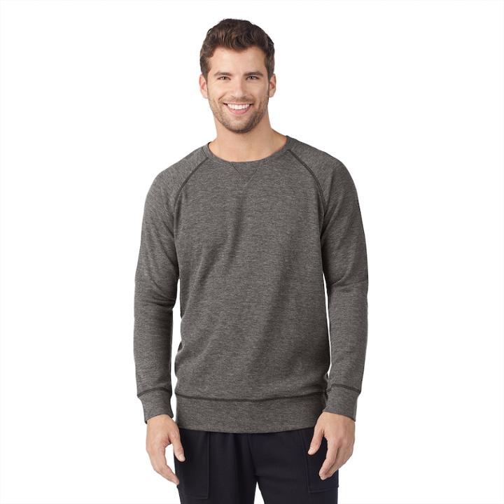 Men's Cuddl Duds Baseball Sweatshirt, Size: Xl, Med Grey