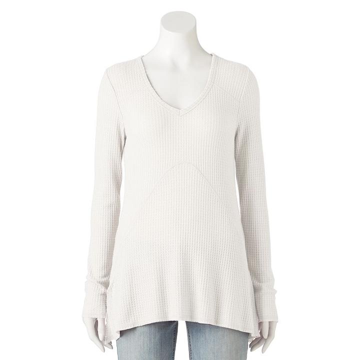 Juniors' Miss Chievous Waffle-knit Long Sleeve Tee, Girl's, Size: Xl, Natural