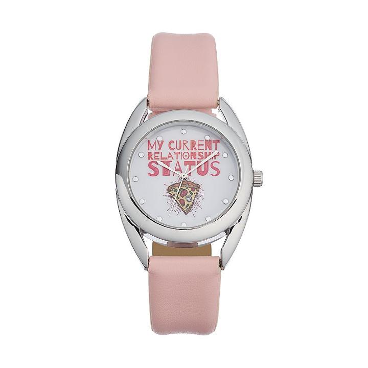 Women's My Current Relationship Status Pizza Watch, Size: Medium, Pink
