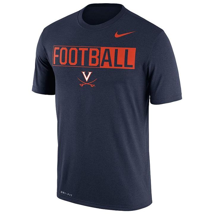 Men's Nike Virginia Cavaliers Dri-fit Football Tee, Size: Large, Multicolor