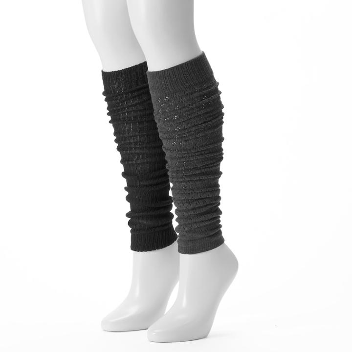 Women's Unionbay 2-pk. Pointelle Open-work Legwarmers, Size: 9-11, Oxford