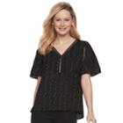 Women's Apt. 9&reg; Zipper Accent Crepe Top, Size: Medium, Black