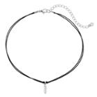 Lc Lauren Conrad Feather Charm Black Choker Necklace, Women's
