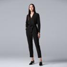 Women's Simply Vera Vera Wang Faux-wrap Jumpsuit, Size: Small, Black