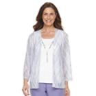 Petite Alfred Dunner Studio Zig-zag 3-pc. Cardigan & Cami Set, Women's, Size: L Petite, Lilac Zig Zag