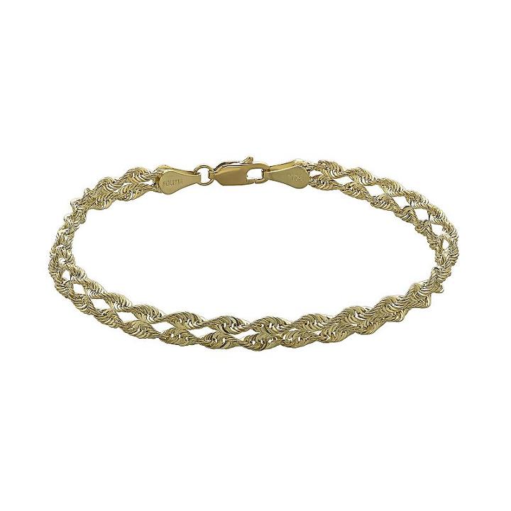 Everlasting Gold 10k Gold Double Rope Chain Bracelet - 7.5-in, Women's, Size: 7.25, Yellow
