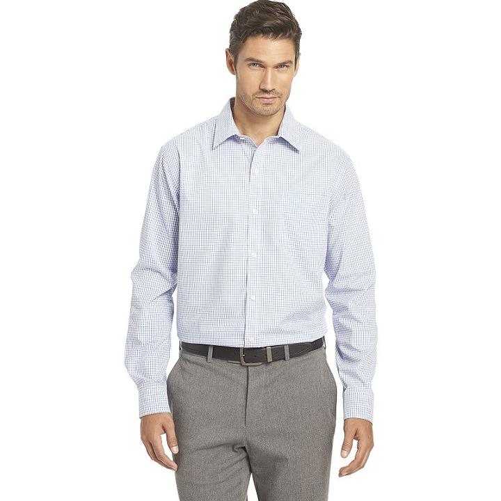 Men's Van Heusen Traveler Stretch Classic-fit No-iron Button-down Shirt, Size: Small, Light Blue