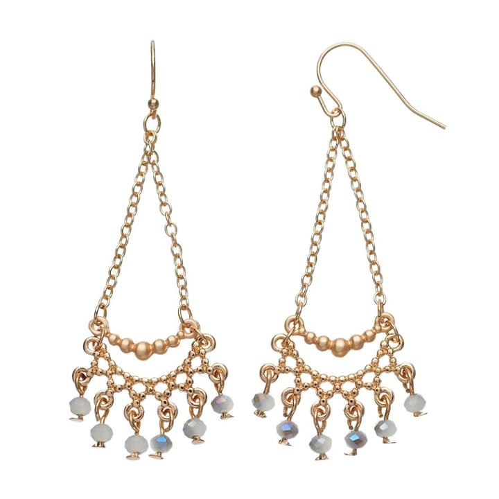 Lc Lauren Conrad Shaky Bead Nickel Free Chandelier Earrings, Women's, Grey