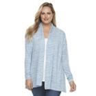 Plus Size Croft & Barrow&reg; Space-dye Open-front Cardigan, Women's, Size: 1xl, Blue Other