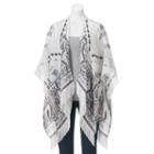 Madden Nyc Tribal Embroidered Trim Ruana, Women's, Med Pink