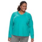 Plus Size Tek Gear&reg; Microfleece V-neck Top, Women's, Size: 2xl, Turquoise/blue (turq/aqua)