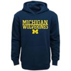 Boys 8-20 Michigan Wolverines Overlap Fleece Hoodie, Boy's, Size: L(14/16), Blue (navy)