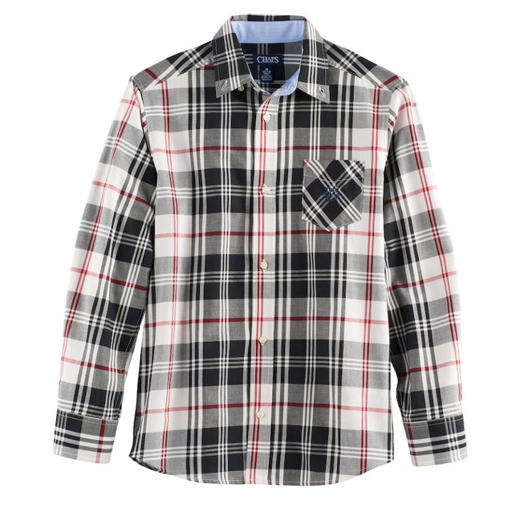 Boys 4-20 Chaps Plaid Button-down Shirt, Size: 8, Natural