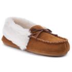 Women's Chaps Suede Moccasin Slippers, Size: Medium, Dark Brown