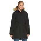 Women's Levi's Faux-fur Hooded Fishtail Anorak Jacket, Size: Small, Black