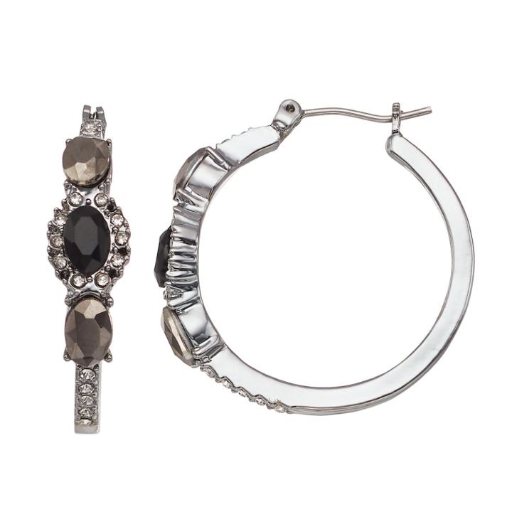 Simply Vera Vera Wang Oval Stone Nickel Free Hoop Earrings, Women's, Black