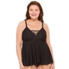 Plus Size Croft & Barrow&reg; D-cup Crochet Tankini Top, Women's, Size: 26 W, Black