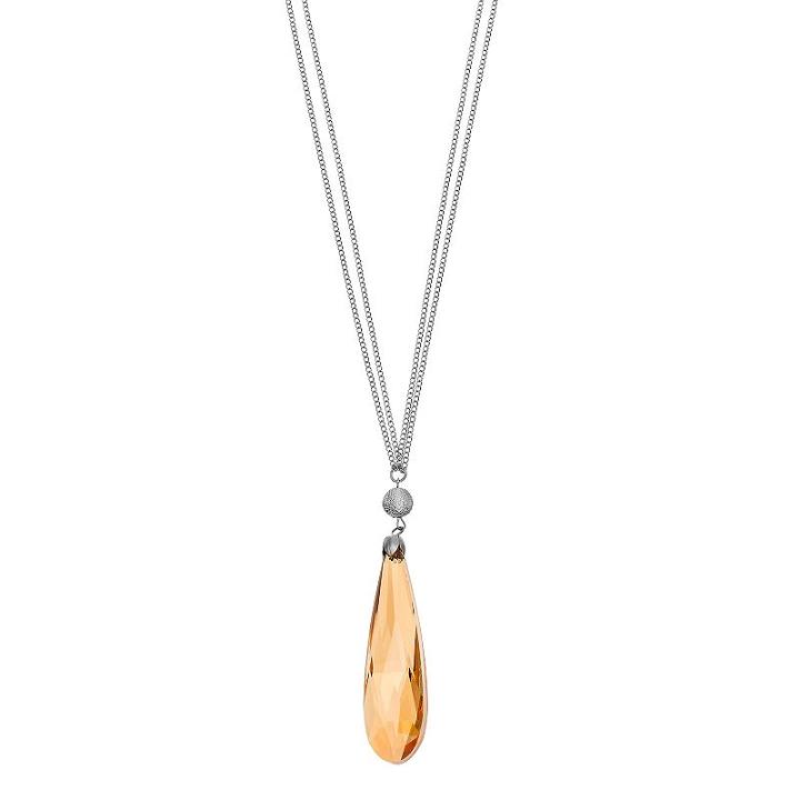 Long Brown Simulated Crystal Teardrop Pendant Necklace, Women's