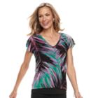 Women's Dana Buchman Print Layered Hem Top, Size: Large, Lt Purple