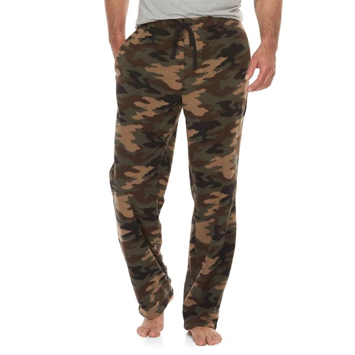 Men's Croft & Barrow&reg; Patterned Microfleece Lounge Pants, Size: Medium, Dark Green