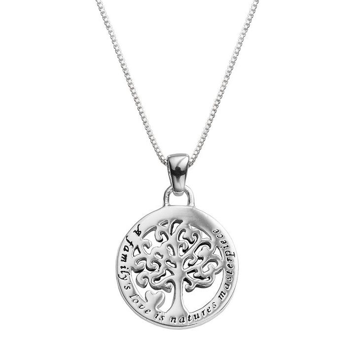 Timeless Sterling Silver Family Tree Pendant, Women's, Grey
