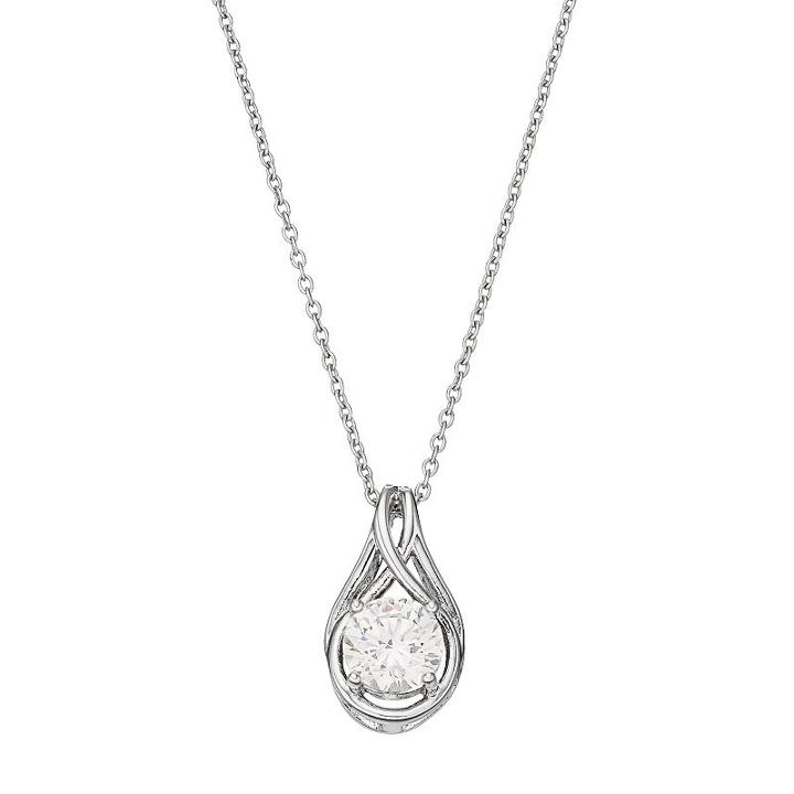 Brilliance Twist Teardrop Pendant With Swarovski Zirconia, Women's, White