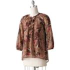 Elle&trade; Brushstroke Chiffon Henley Set, Women's, Size: Xl, Brown