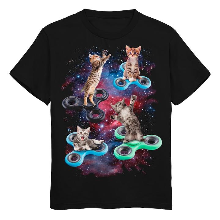 Boys 8-20 Kitten Figet Spinner Tee, Size: Small, Black